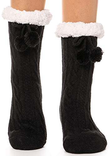 EBMORE Chaussettes Douillettes pour Femmes Chaussettes Antidérapantes Chaudes Chaussettes de Noël Chaussettes