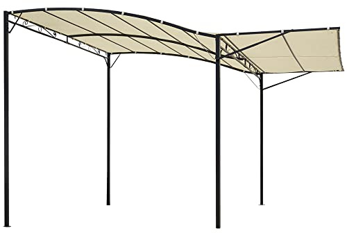 Outsunny Gazebo Pergola da Giardino con Copertura in Tessuto Anti UV e Acciaio, 3 x 2.5 m, Crema
