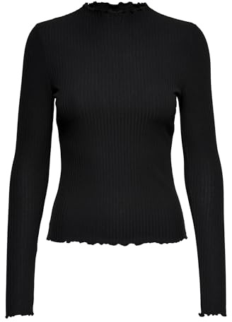 ONLY Women's Onlemma L/S High Neck Jrs Long Sleeve Top, Black (Black Black), M UK