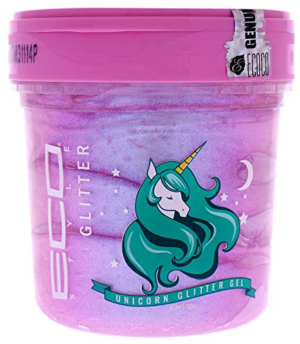 ECOCO Eco Style Unicorn Glitter Gel Adds Sparkle to Hair Provides Legendary Shine Imparts Essential Moisture Lifts Stiff Dry Hair Provides Touchable Hold 16 oz, Blue, 453.5924 gram
