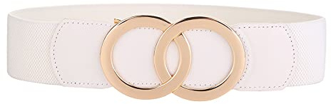 SYMOL Ceinture Extensible Pour Femmes,Ceintures Elastiques à la Mode Femme Régulière et Grande Taille 70CM-160CM Pour Manteau Long,Chemise Longue,Jupe.(Blanc,Taille:90CM-110CM)