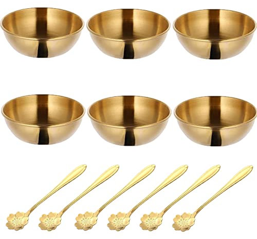 Ensemble de 6 Coupelles Rondes en Acier Inoxydable Doré, Coupelles à Sauce2.7 * 8.2cm, Design Moderne et Polyvalent, Parfait pour l'Apéritif, les Collations, le Ketchup, les Épices et les Condiments