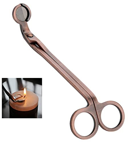 CC wonderland zone Coupe-Mèche de Bougie,Ciseaux Coupe-Mèche,Coupe-Mèche en Acier Inoxydable,Bronze Rouge