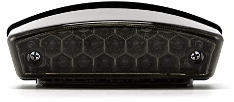 evomosa Moto fanale posteriore universale 12V 21 LED moto bianco luce targa rosso luce posteriore freno stop (Shell nero)