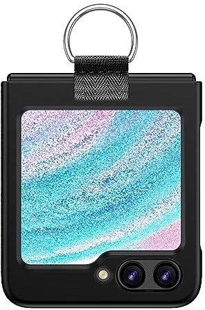 EASSGU Coque Skin-Touch avec Anneau Métallique pour Samsung Galaxy Z Flip5 / Samsung Galaxy Flip 5 2023 (6.7) - Noir.