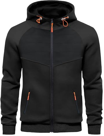 CTU Mens Zipped Hoodies Fleece Hooded Sweatshirt Jackets | Zip Up,Thin Fleece,Big Hood,Zipper Pockets,CTU Classic Orange Drawstring and Zipper,Heavyweight Version