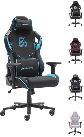 NEWSKILL Takamikura V2 Silla Gaming ergonómica con reposabrazos 4D, Respaldo 180°, Tela Transpirable y Base de Acero - Color Azul