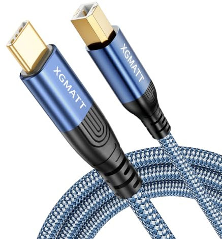 XGMATT USB C Druckerkabel 3M,USB B auf USB C Kabel Scannerkabel Nylon USB C MIDI Kabel für Samsung, MacBook Pro/Air, Matebook, HP, Canon, Epson, Brother, Xerox Drucker und Scanner.