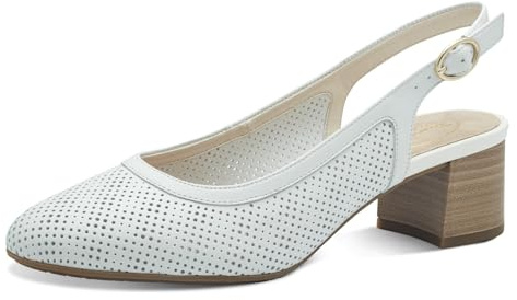Tamaris Comfort escarpins slingback femme cuir élégants, White, 38 EU