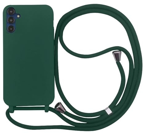 Rnrieyta Miagon Crossbody-fodral till Samsung Galaxy A15 5G/4G, skydd med snodd-rem justerbart rep flytande silikon mjukt halsband bältessladd telefon stötfångare