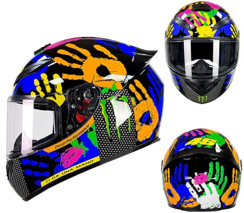 DriveNova Integralhelm mit Sonnenblende, Motorrad Helm Vollvisierhelm Mopedhelm für Herren Damen Atmungsaktiv DOT/ECE Zertifiziert