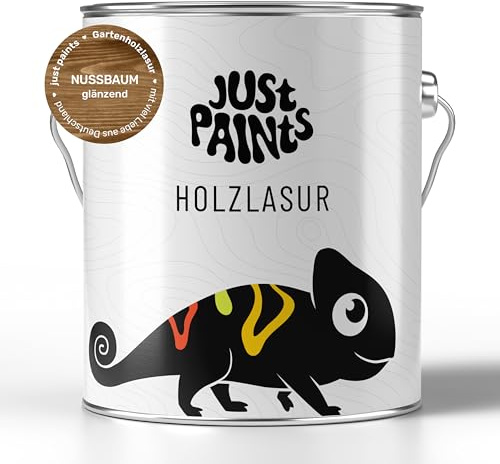 Just Paints - Holzlasur für Außen | Wetterbeständige Gartenholzlasur - made in Germany (Nussbaum, 1 Liter)