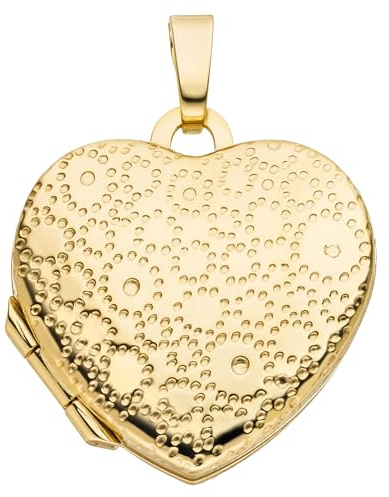 Jobo Damen-Anhänger Medaillon Herz aus 9 Karat 375 Gold für 2 Fotos