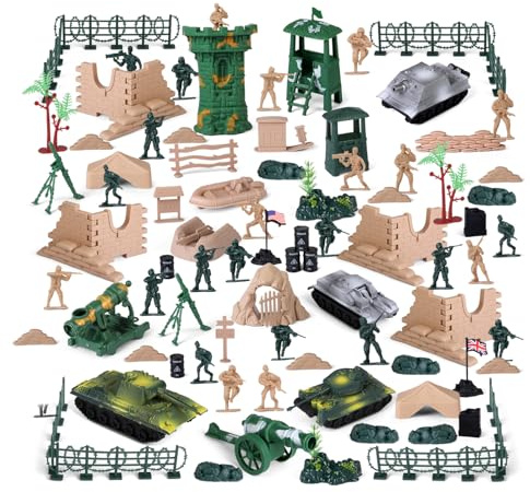 Lot de 100 figurines de soldats militaires, jouets, armée, hommes, kit de base en plastique, figurines d'action et accessoires avec sac à main, pour enfants, filles, tout-petits