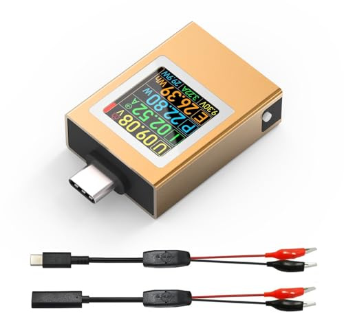 USB C Tester,KJ-KayJI Power Meter Color Screen IPS Digital Multimeter(2025)Voltage,Cur,Pwr,Resistance,Elec,Temp,Capacity,Time,Fast Charging,with USB C Clip Cable Support DC4.5-50V/0-12A，PD2.0/PD3.0..