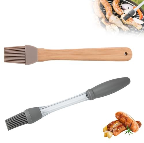 2 Pcs Basting Brushes, Silicone Pastry Brush, Heat Resistant Oil Brushs for Barbecue, Cooking, Kitchen Baking, Grilling, and Pastry