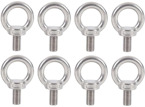 GNHG 8 Pièces Anneaux de Levage M8 en Acier Inoxydable 304 – Vis à Œil avec Filetage,Vis Œil Résistante à la Rouille pour Fixation et Suspension,Résistante à la Corrosion pour Intérieur et Extérieur
