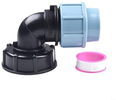 Sisinkal Connecteur de sortie coudé de tuyau d'arrosage avec adaptateur de réservoir IBC S60X6 - Raccords en polyéthylène compatibles avec système d'irrigation (sortie coudée 32 mm)