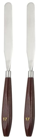 sourcing map 2pcs Palette Knife Painting Tool 4.33 x 0.67 Stainless Steel Art Spatula Pallet Knives Scrapers Tools with Beech Wood Handle for Acrylic Oil Canvas Mixing Spreading, Red/Silver