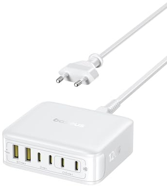 Baseus Caricatore USB C 120 W USB C alimentatore di rete PD caricabatterie con PPS, GaN caricatore rapido compatibile con MacBook Pro/Air, iPad Pro, Steam Deck, iPhone 16-12 Serie, Galaxy S24