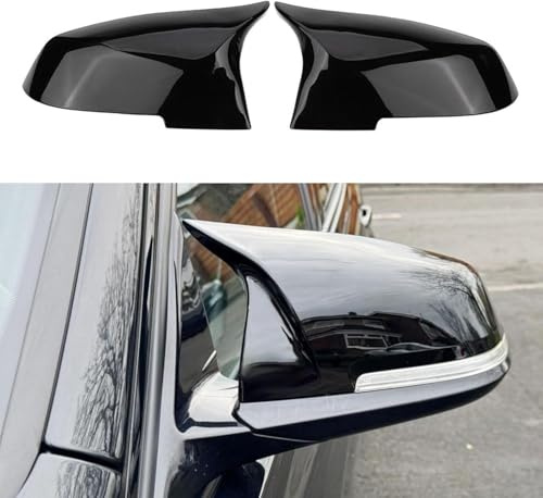 SuQurtom Auto Spiegelkappen, 2PCS Rückspiegelgehäuse Abdeckung Kompatibel mit BMW F20 F21 F22 F23 F30 F31 F32 F33 F36 X1 E84 i3 M2 F87, Ersatzteile für Seitenspiegel (Glänzend Schwarz)