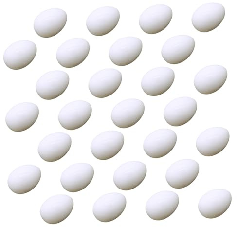 DOITOOL 28pcs Realistic Fake Pigeon Eggs for Incubators Plastic Simulation Eggs for Hatching Induction Smooth Bright Surface for Pigeon Breeding and DIY Decoration