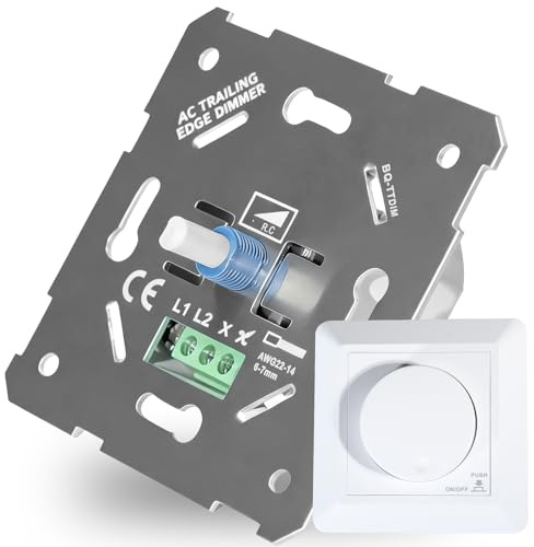 Variateur LED, Variateur LED à Usage Général 5-300 W/Va, Avec Contrôle De Phase, Variateur Rotatif Standard 55-230 V Avec LED Intégrée - Panneau Blanc Brillant