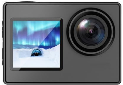 NINMORTH 4K para cámara de acción de doble pantalla, compacta, impermeable, para videocámara, aventuras al aire libre, pesca y para motocicleta, 6 x 3 x 4 cm, color negro