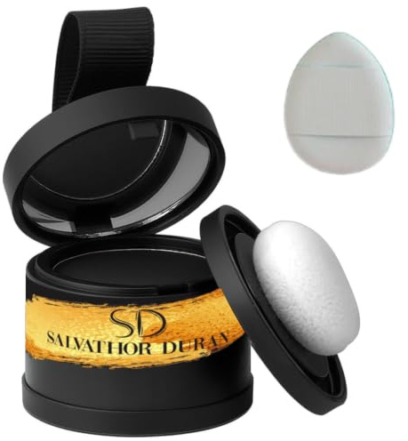 Salvathor Duran Retocador de Raíces en Polvo – Cubre Canas y Retoca Raíces Mujer y Hombre – Corrector Capilar y Maquillaje Capilar Resistente al Agua para cubrir raíces, – 4 g (Negro)