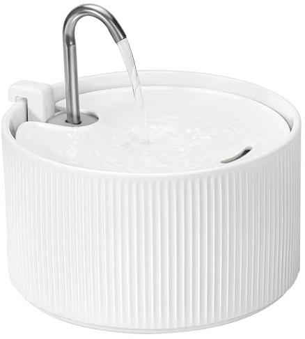 Uppgraderad keramisk vattenfontän för katter, 2,2L/78oz keramisk vattenfontän för katter, automatisk keramisk vattenfontän för katter, husdjursvattenfontän med ultratyst pump (vit)