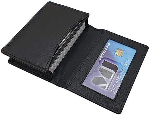 Echt Leder Kredit- und Visitenkartenetui in Kalb- oder Büffelleder MJ-Design-Germany mit RFID & NFC Schutz in Schwarz (Kalb Schwarz)