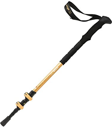 BOJ | Bastones telescópicos | Bastones de Trekking | 3 tramos Regulables | Par Bastones | Punta de Widia | Aluminio | Amarillo Claro | Adulto | Unisex | Para hombre y mujer