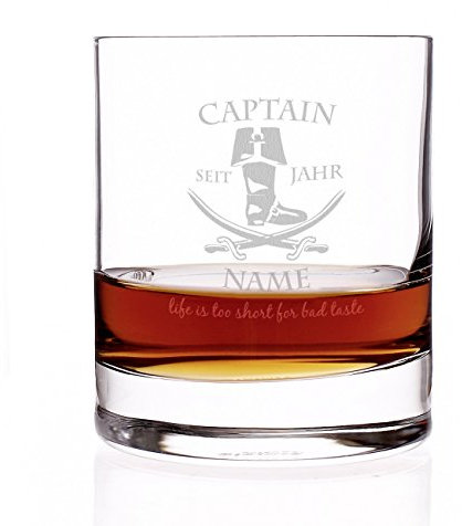 Herz & Heim® Rum Glas - Captain - mit Gratis Gravur des Namens u. Geburtsjahr