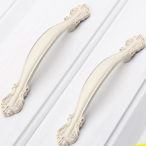 Voleseni™ Maniglie per Mobili, Cassetti, Cucina, Porte, Armadi - Decorazione per Casa e Ufficio - 96 mm, Bianco Avorio