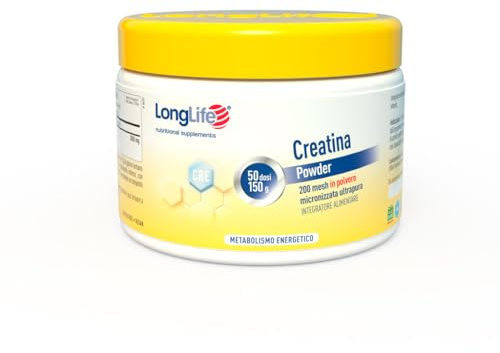 LongLife® Creatina Powder | Creatina monoidrato micronizzata ultrapura | Energia e forza muscolare | Performance fisica e sportiva | 50 dosi | Vegano e senza glutine