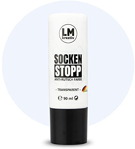 LM-Kreativ Socken Stopp 90 ml - Transparent - Flüssige Anti-Rutsch-Farbe für Socken und Textilien, vielseitig einsetzbar auf Wolle, Filz und Teppichen | Sock Stopper Flüssig für sicheren Halt