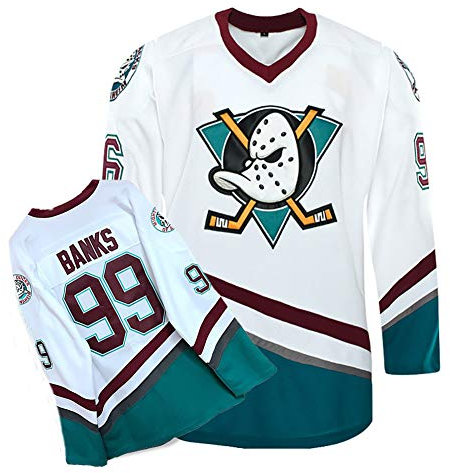 Yajun Adam Banks #99 Mighty Ducks Film Eishockey Trikots Jersey NHL Herren Sweatshirts Atmungsaktiv T-Shirt Bekleidung,M