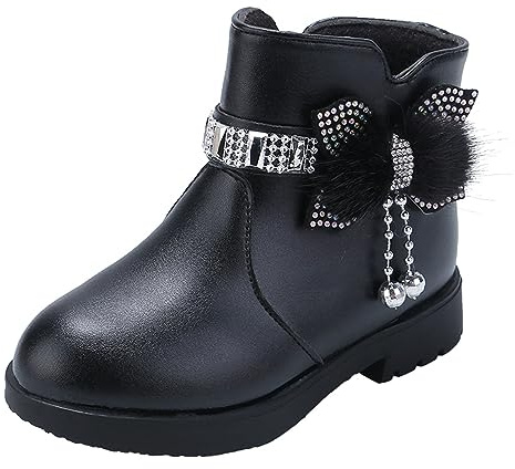 Bottine Fille Chaud Hiver Mode Antiderapante Souple Bottes Neige Fourrees | Chaussure Fille Ado Enfant Caoutchouc Chelsea Boots Bottillon Fille Cuir PU Dentelle