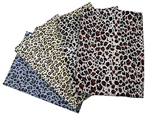 PRETYZOOM Lot de 5 tissus en coton motif léopard à coudre - Carrés en tissu pour patchwork - Pour le matelassage et le bricolage - Avec impression léopard