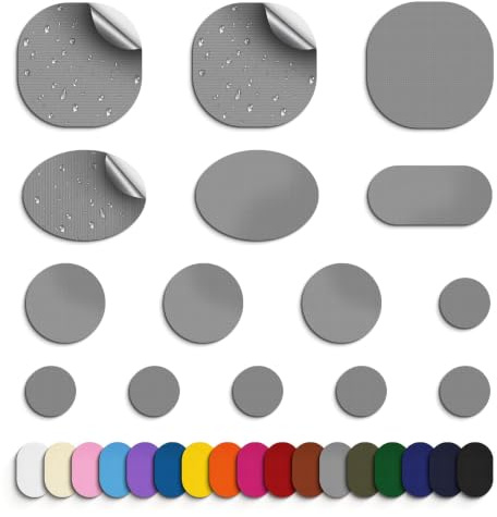 Skystuff Down Jacket Repair Patch, 45pcs Self-Adhesive Nylon Repair Patches | Waterproof Fabric Repair Tape Patch for Sofa, Down Jackets,Tents, Sleeping Bags, Backpack, Clothing, Puffer Coats,Grey