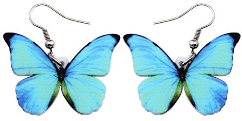 LONYOO Boucles d'oreilles Papillon en Acrylique Pendants d'oreilles Printemps été Bijoux Papillon Cadeaux pour Femme Filles Charms (Bleu 619)