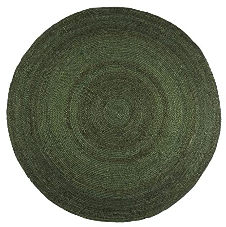 Vipanth Exports Jute-Teppich für Wohnzimmer, rund, 90 x 90 cm, Grün