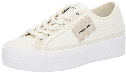 Calvin Klein Bold Vulc Flatf Low T Ml Fad Yw0yw01447 Sneaker vulcanizzate da Donna, Beige Bianco Cremoso Bianco Brillante, 41 EU