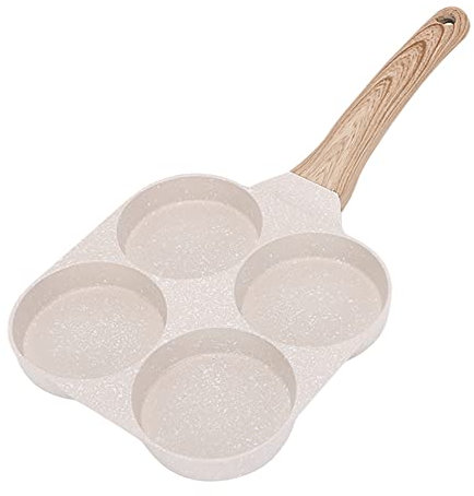 Bobikuke Egg Frying Pan, 18 cm Non Stick Poached Egg Pan Pancake Pan Aluminum Fried Egg Pan Induction Compatible - White