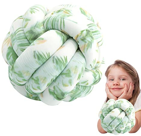 Pacienjo Knotenkissen, rund, weich, dekoratives Kissen für Zuhause, handgefertigt, rund, aus geknotetem Plüsch, Dekoration für zu Hause, Spielball