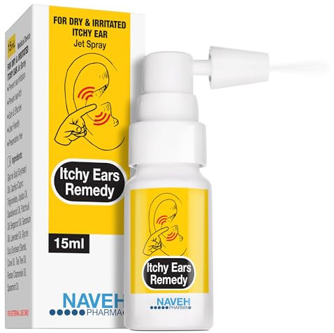 NAVEH PHARMA Itchy Ears Remedy: Ear Cleaning and Itch Relief | Treats All Causes of Ear Itchiness | Jet Ear Spray for Eczema Treatment and Clogged Ear Relief | Ear Wax Remover & Ear Wash (15 ML)