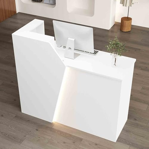 XLJKNLP Empfangstresen mit Led-Leuchten und Abschließbarer Schublade, Einzelhandelskassentheke mit Tastaturauflage, Empfangstheke An Der Rezeption Für Zuhause, Büro, Lobby und Salon