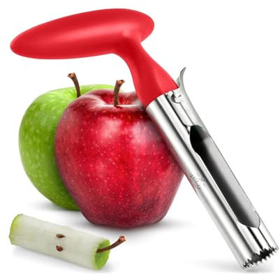 Premium Apple Corer - Easy to Use Durable Apple Corer Remover for Pears, Bell Peppers, Fuji, Honeycrisp, Gala and Pink Lady Apples - Stainless Steel Cupcake Corer - Red, Pineapple Corer, Apple Peeler
