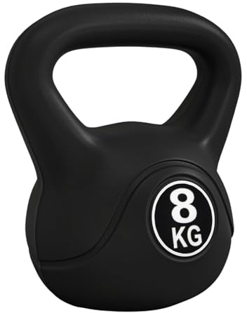 Mancuerna Pesa Rusa Kettlebell de 8kg Fiteness Relleno de Arena con Mango Ancho Antideslizante para Ejercicios y Entrenamiento en Casa y Gimnasio (8kg Negro)