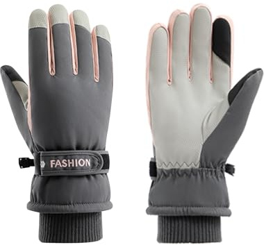 Andiker Gants de ski d'hiver pour femme - Chauds - Imperméables - Écran tactile - Antidérapants - Pour le ski, la course et le cyclisme